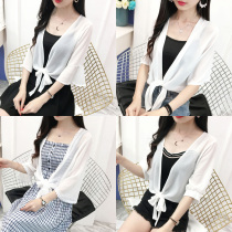 Small cardiovert shoulder 2022 Summer new snow spinning small shawl shoulder matching skirt ultra-fairy short sunscreen shirt thin cardiovert jacket