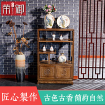 Chicken winged Wood tea cabinet solid wood Chinese style new Chinese national standard mahogany small Cabinet sideboard short cabinet storage locker