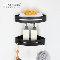 Bathroom black shelf wall hanging non-perforated toilet corner rack toilet tripod cosmetics storage rack