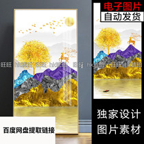 Nordic light and luxurious abstract Back to the gold Mountain flowing water raw property fortune Lufou crystal porcelain decoration painting electronic picture material