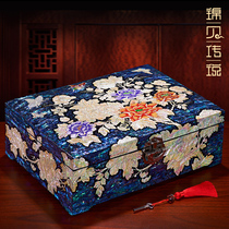 Jinbei legend retro style jewelry box European high-grade Luodian lacquerware ear jewelry box Wooden large capacity storage box