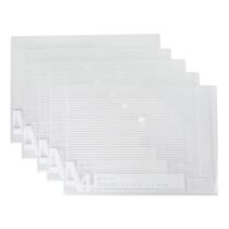 (mg) stationery a4 white striped button bag economy type press buckle bag office file bag archive pocket money