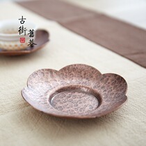 Copper kung fu tea cup mat tea Japanese mat support household tea cup mat insulation mat tea ceremony Lotus mat tea set accessories