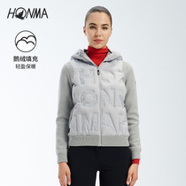 HONMA New Golf Womens down jacket hooded zip stand collar windproof warm goose down padded