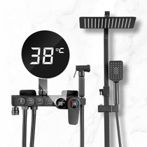 Germany Nadis European bathroom digital constant temperature rain shower set Household all copper black shower