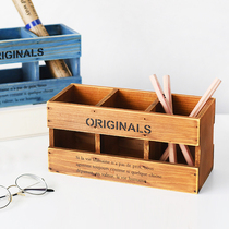 zakka solid wood trig solid wood dig storage log pen holder remote control containing box floral flower barrel insert vase