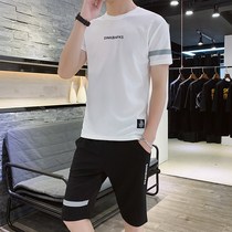 Leech Tommy co-name 2021 summer new sports suit mens short-sleeved shorts Ice Silk casual two-piece set