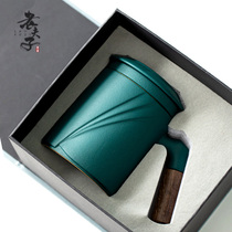 Maker tea cup tea separation ceramic office filter with cover for men and women personal cup custom