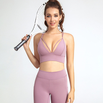 Beautiful back thin strap sexy sports underwear womens shockproof running gathered stereotypes no steel ring yoga bra fitness bra