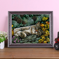 Avre DMC cross stitch kit new DW2576 sleeping cat full embroidered print