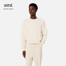 AMI unisex 22 new love cotton solid color casual simple couple embroidered crewneck sweatshirt for 22 autumn and winter