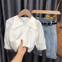 Boys shirt spring and autumn girl suit 2020 new net red children long sleeve foreign-style baby pants two-piece set