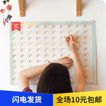 Creative stationery Korean countdown 100 days work learning schedule) 100 days target Table 2019