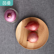 Yinman black walnut tea tray Japanese solid wood plate aromatherapy tray round plate snack plate restaurant dish