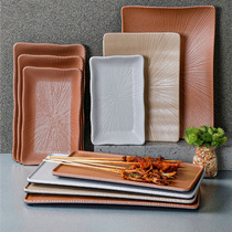 Topglamide Hotpot BBQ Plate Commercial Rectangular Plate Porcelain Plate BBQ Meat Plate Porcelain Cutlery