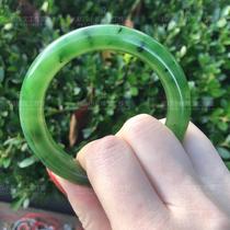 Hetian Jade Jasper Wulan sea apple green 53 Circle Bracelet women jade bracelet natural jade certificate