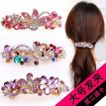 Korean hairclip large spring clip Crystal Rhinestone Joker hair Chuck hairclip edge clip hair accessories floral headdress