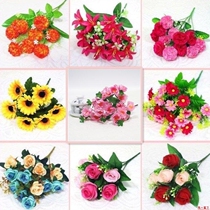 Simulation flower Single fake flower Simulation flower plastic flower Fake flower sunflower fabric decorative flower Dried flower Silk flower cloth flower small