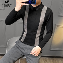 Rich and expensive mens fake two sweaters autumn and winter plus suede thickened shirt collar Coloured knit trend to fix the undershirt