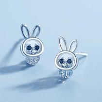 Chow Tai Fook Huamei 925 Sterling Silver Bunny Earrings Female Fashion Korean Cute Animal Small Earrings New Tide