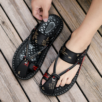 Beach Sandals Mens Summer Trend Herringbone Drag Driving Personality Casual Clip Feet Slippers Vietnamese Outside Wearing Non-slip Cool Tug