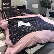 Autumn-winter all-cotton mill wool BAO WEN thickened warm four sets pure cotton bed sheet Quilt Cover Nets red Bed Bedding 1 8m