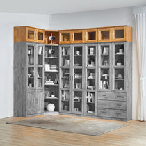 Chinese solid wood top cabinet triple- 45 with door lockers plus high holding cabinet bookcase closet top hat cabinet Berwood furniture