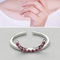 S925 silver European and American Seiko Inlaid Ring Fashion Open Ring Korean Female Ring Xiaoqing Ring