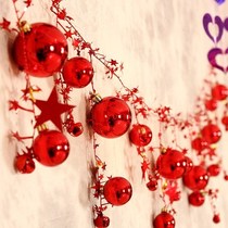 Christmas festival shop decorations Ball string Five-pointed star light ball pull flag color ball Window pendant hanging decoration ceiling shop