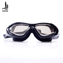 Sanqi swimming goggles adult flat light plating HD large frame waterproof anti-fog swimming glasses mens and womens general equipment