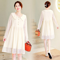 Pregnant Woman Autumn Dress Dress Fashion style Big Code Gestational Woman Dress Spring Autumn section Long sleeves Skirt Foreign Air Lace Skirt Woman