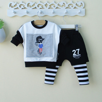 Children boys autumn clothes handsome babies spring and autumn clothes 0-1-3 years old two-piece suit Korean tide childrens clothing 2
