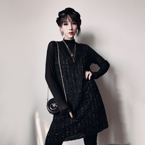 European station 2021 autumn and winter New style small shirt lace base shirt long collar slim dress European goods