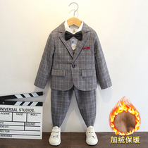 Boys dress autumn and winter childrens catwalk suit suit baby flower girl dress casual suit winter dress handsome dress
