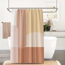 Nordic magnetic shower curtain set non-perforated bathroom shower partition curtain waterproof and mildew-proof thickened toilet curtain fabric