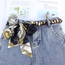 Belt women jeans narrow ribbon waist rope green soft cloth accessories waist chain silk scarf belt fabric women decorative silk