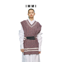 (Designer brand IMMI)Star with the same V-neck elastic waist flower yarn knitted vest 191VT004Y