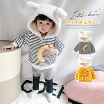 Korean version of childrens clothing girls female baby Winter new childrens female velvet foreign style three-dimensional shape pullover sweater