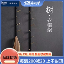 German high instrument wall-mounted clothes hanger clothes hat rack full copper creative wall light lavish bedroom door rear hook wall hook