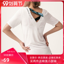 Sports coat womens short sleeve loose casual fitness T-shirt autumn and winter black slim yoga wear half sleeve blouse