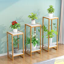 Living Room Flower Racks Minimalist Modern Indoor Floor-Type Golden Double Square Green Lori Nordic Iron Art Bonsai Shelve