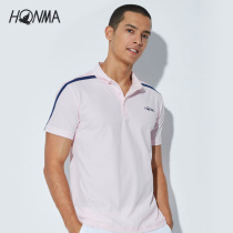 HONMA new golf mens T-shirt polo shirt short sleeve breathable stretch fabric button placket