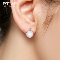 925 sterling silver pearl ear button temperament earrings female retro harbor wind Joker earrings earrings 2021 New Tide