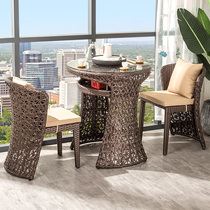 Balcony rock board small table and chair small coffee table three-piece set of rattan chair combination simple leisure outdoor sun room outdoor rattan