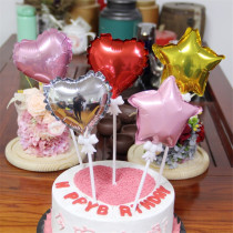 Birthday cake balloon baking decoration aluminum film balloon plug-in love five-pointed star trumpet bow balloon