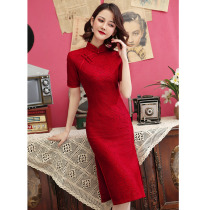 Red cheongsam toast bride 2021 new spring and autumn improvement wedding college entrance examination season send test young long model