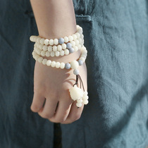 White Jade Bodhi Root Bracelet 108 Buddha beads bracelet 4 rings of female ornament Candida Beads Necklace with Chinese Wind Literature