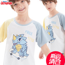  Ultraman boy little monster short-sleeved T-shirt summer new childrens thin section pure cotton middle and large childrens fashion half-sleeved tide