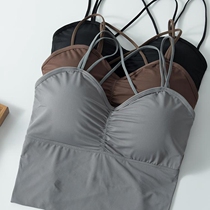 Cross-walled ice wire hanging vest female summer small chest gathering with breast cushion outer inner pitch