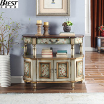 American Solid Wood Shuttle Pockable Table Color Locker Against Wall Decoration Cabinet Household Retro Semi-round Porch